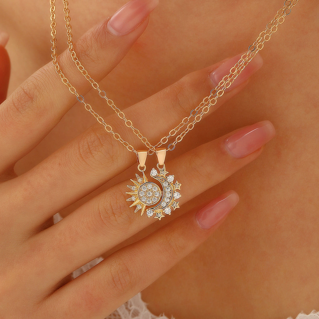 Magnetic Sun & Moon Couple Necklace – Matching Love Pendants for Lovers
