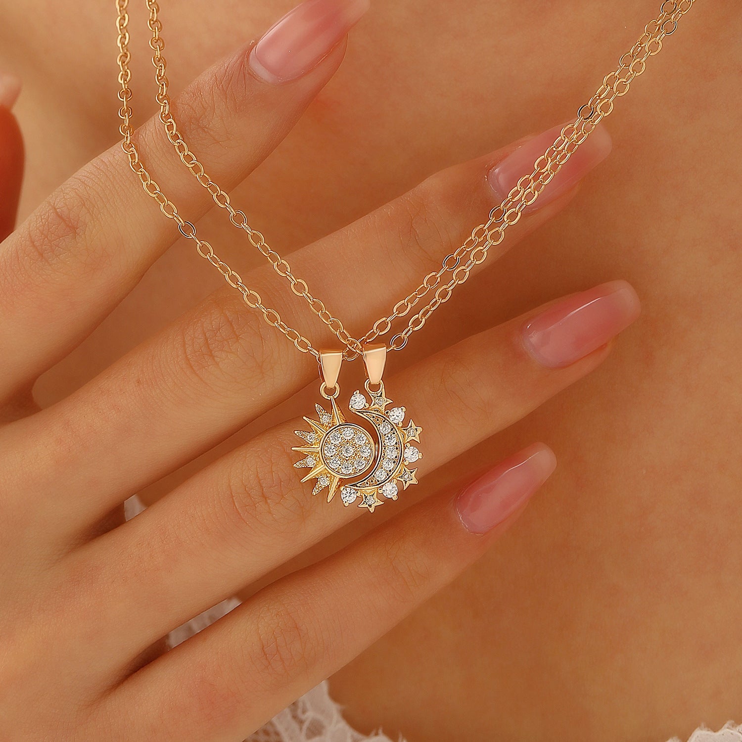 Magnetic Sun & Moon Couple Necklace – Matching Love Pendants for Lovers