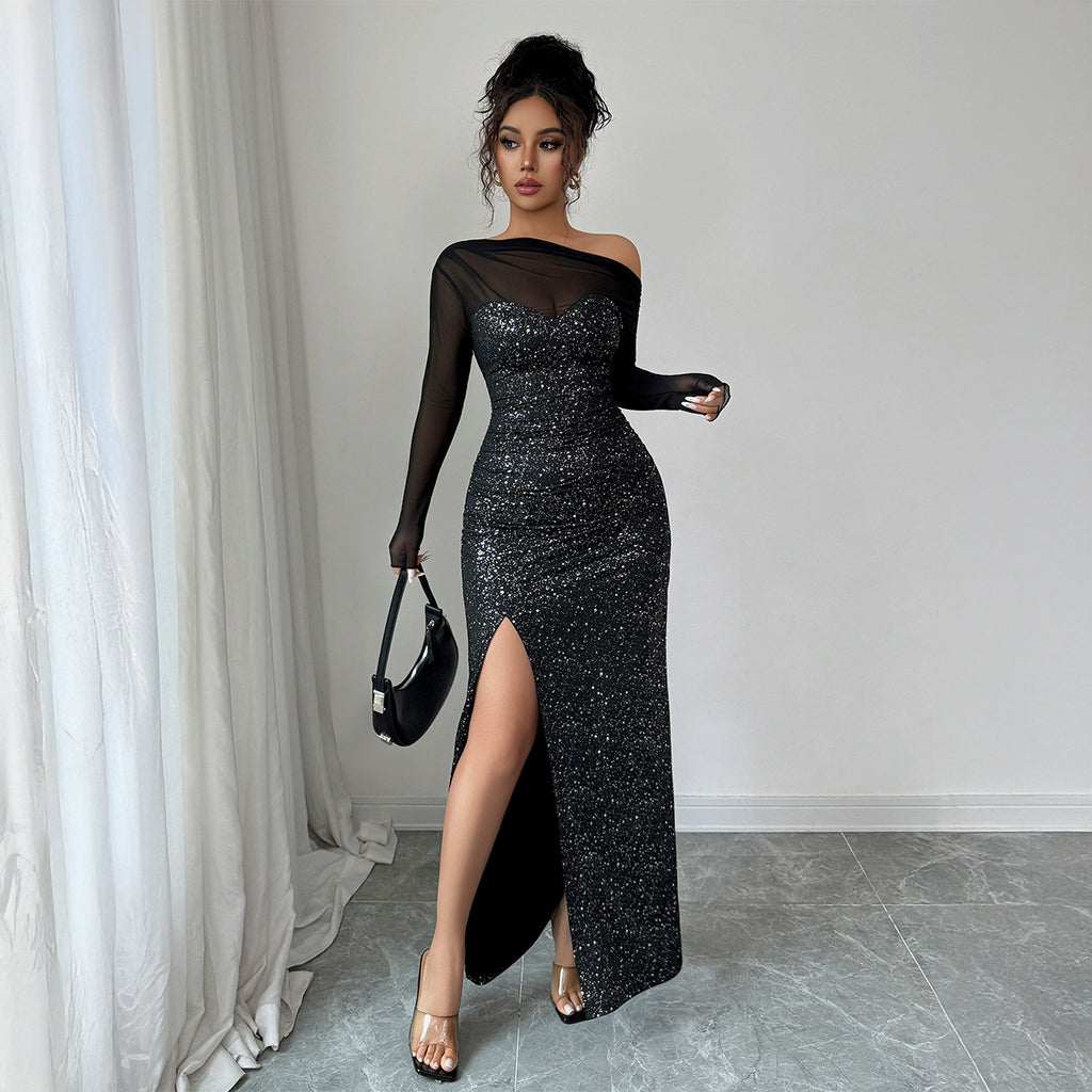 womens-tube-top-long-sleeve-party-gown