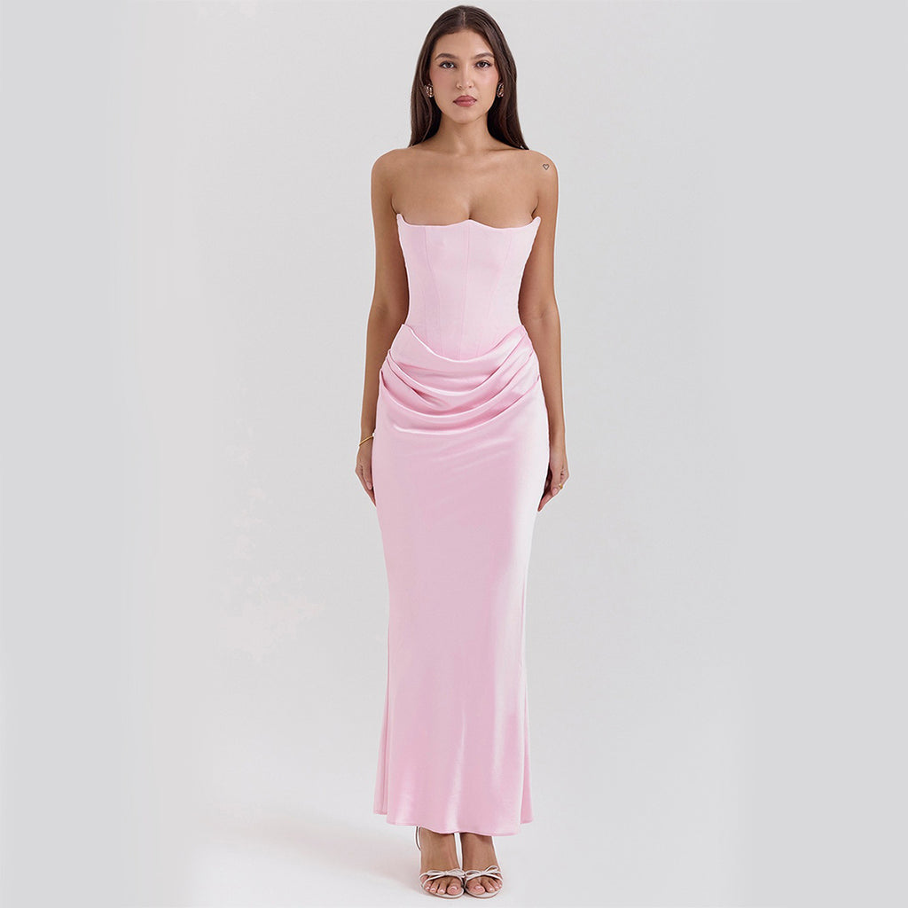 "Backless Tube Top Party Dress – Sexy Slim Fit Evening Gown"