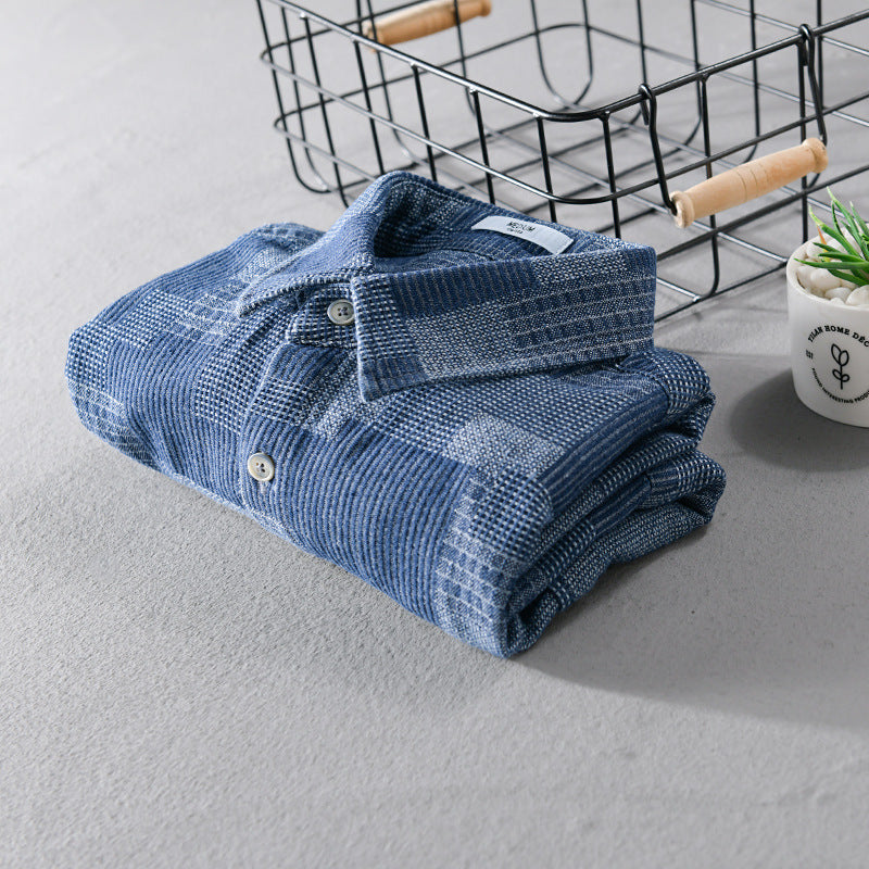 Men's Loose Fit Cargo Denim Short Sleeve Shirt