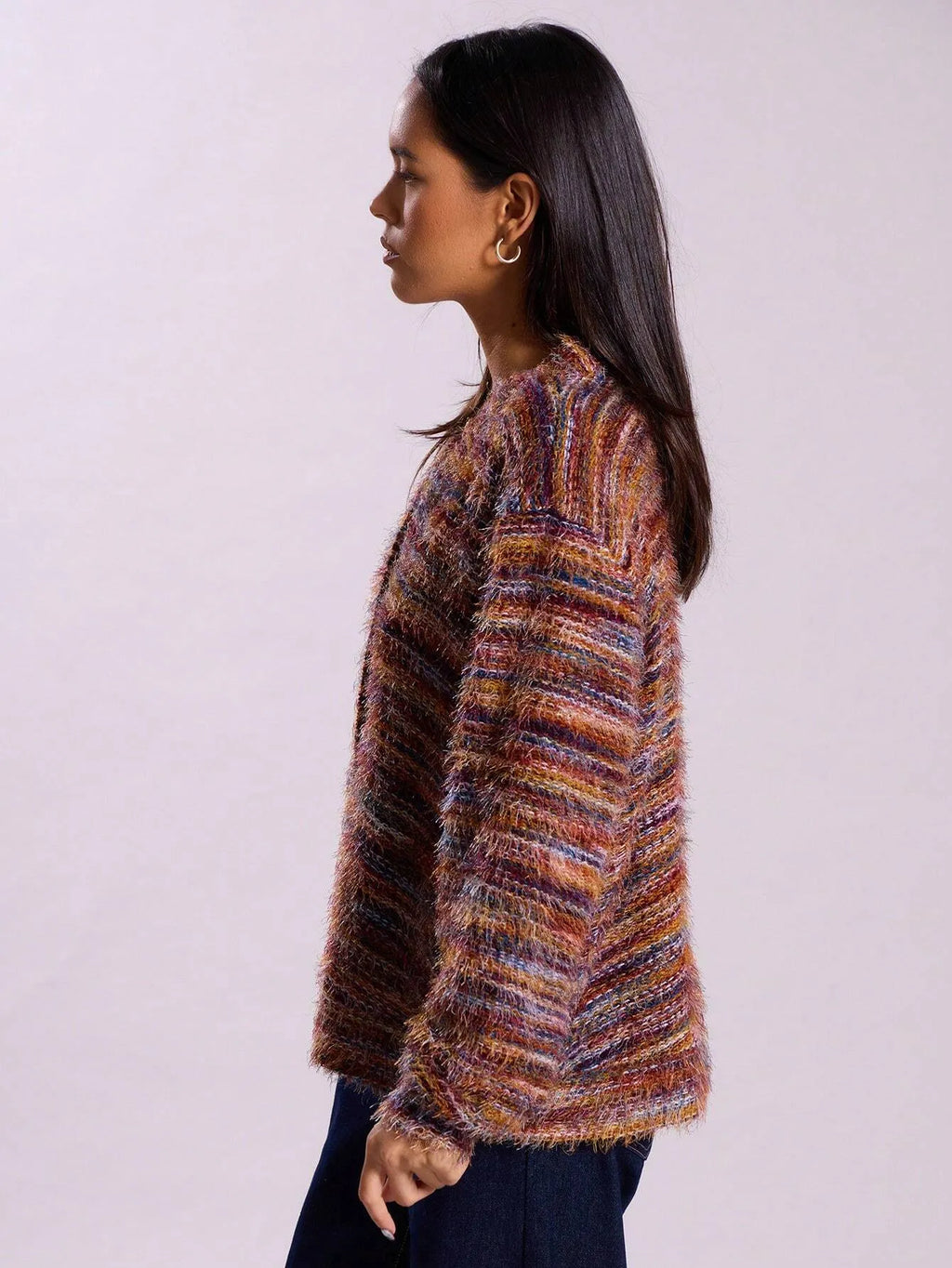 Women’s Winter Stripe Knit Button Cardigan