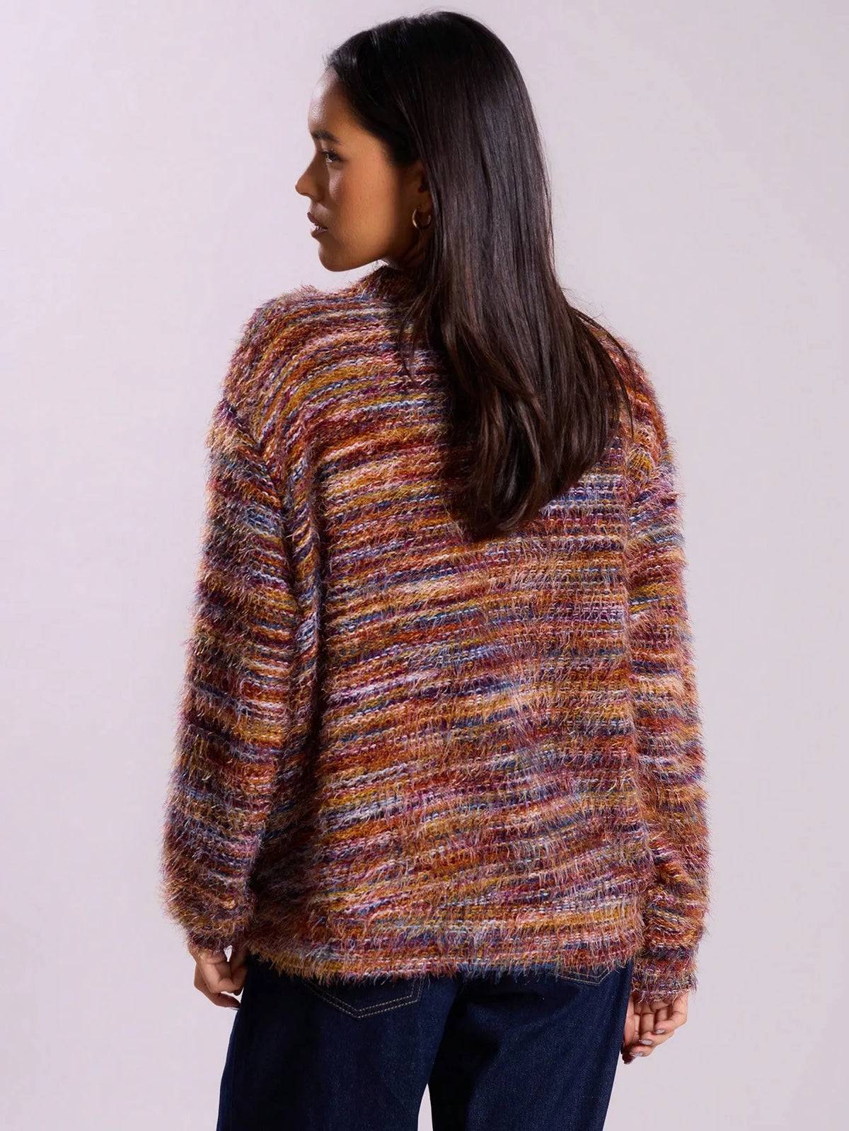 Women’s Winter Stripe Knit Button Cardigan