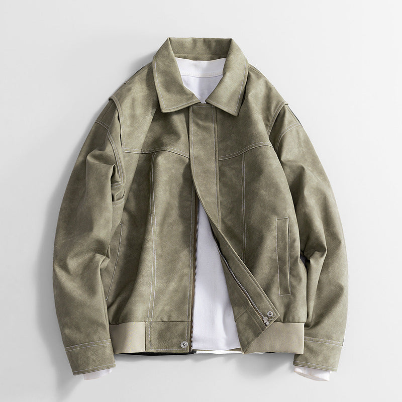 Men’s Retro PU Leather Jacket | Vintage Loose Fit