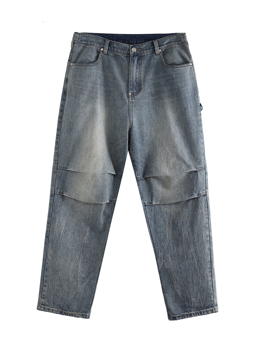 Light Grey Baggy Pleated Jeans – Oversized Streetwear Denim