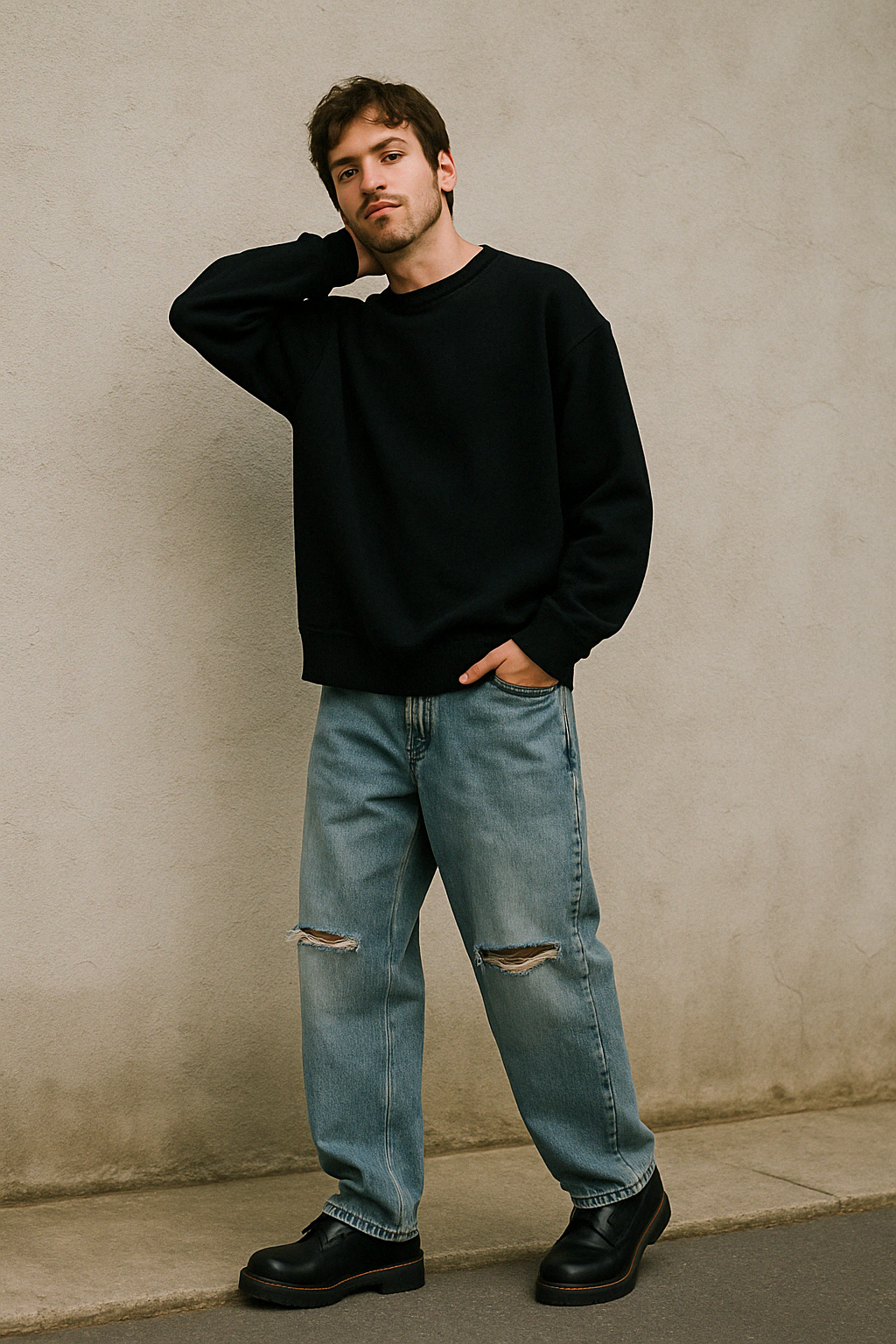 Light Grey Baggy Pleated Jeans – Oversized Streetwear Denim
