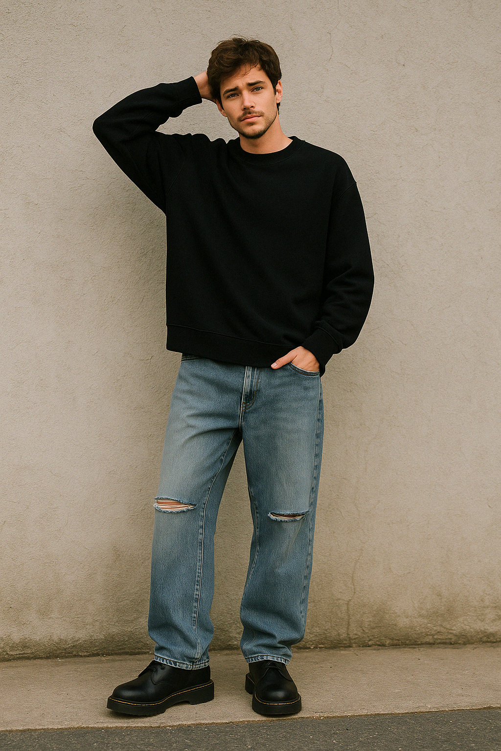 Light Grey Baggy Pleated Jeans – Oversized Streetwear Denim