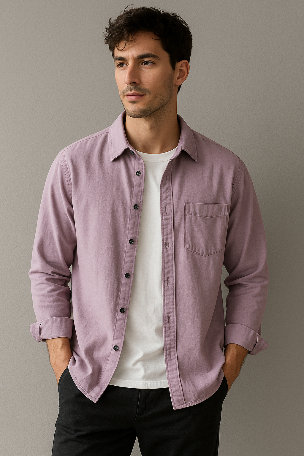 Men's Casual Literary Long Sleeve Shirt – All-Match Loose Fit Top