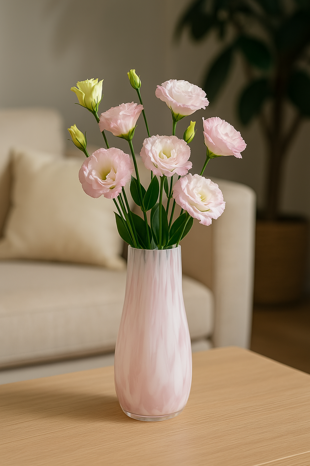 Elegant French Cream Glass Vase – Luxury Minimalist Home Decor