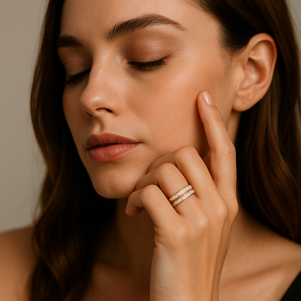 Elegant Titanium Steel Couple Rings – Single & Double Row Diamond Design