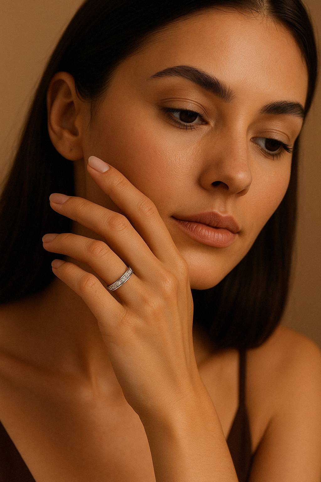 Elegant Titanium Steel Couple Rings – Single & Double Row Diamond Design