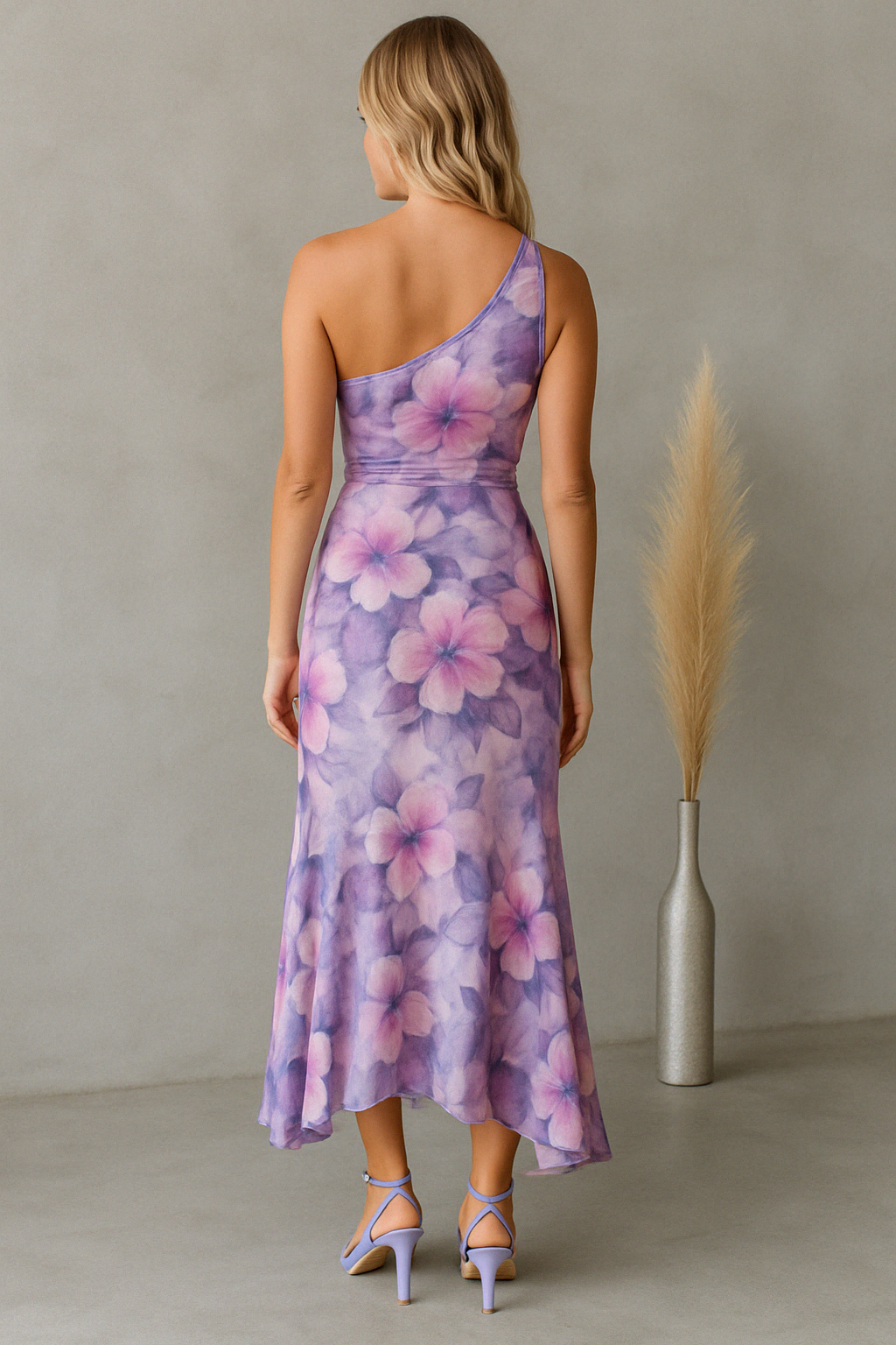 🌸 Floral One-Shoulder Summer Dress – Casual & Chic
