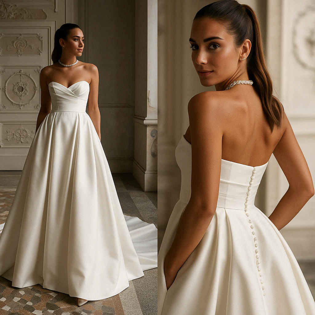Elegant White Satin Tube Top Dress – Chic Four Seasons Style