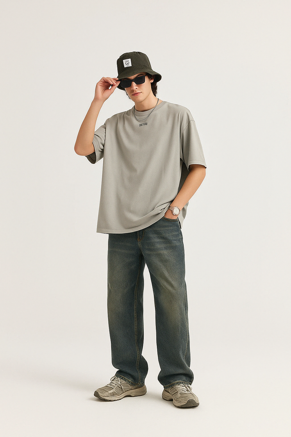 Retro Cat Beard Distressed Wide-Leg Jeans – Vintage Baggy Streetwe