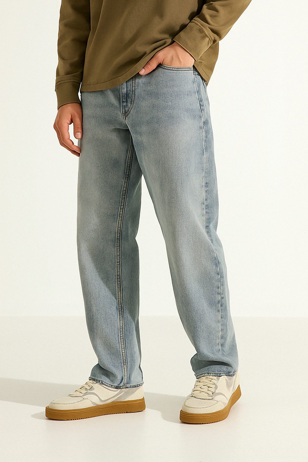 Men's Washed Distressed Loose Straight Jeans – Vintage Street Style