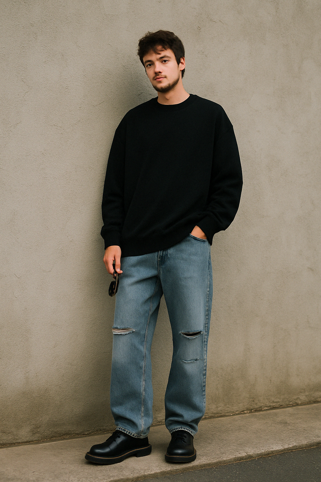 Light Grey Baggy Pleated Jeans – Oversized Streetwear Denim