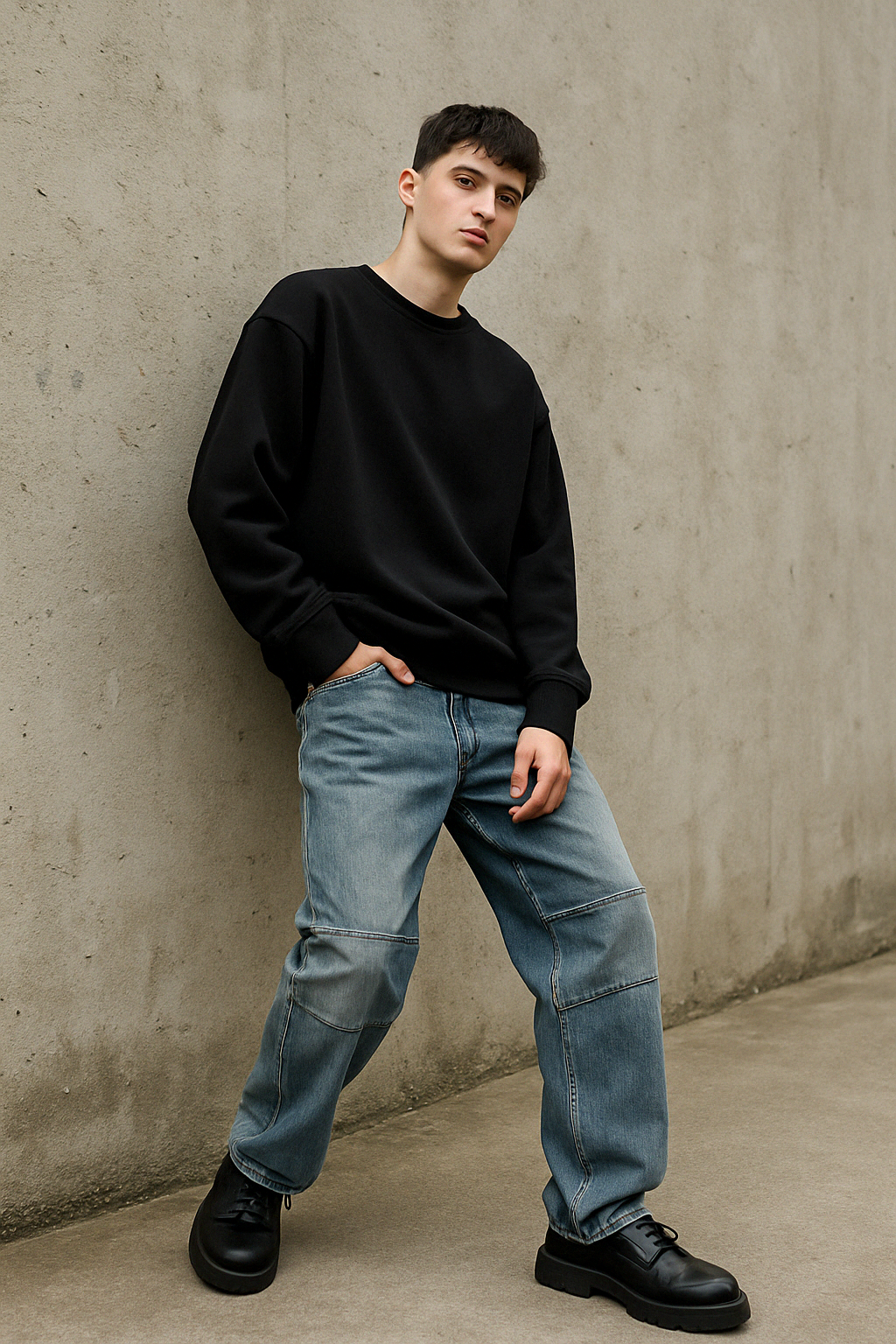 Light Grey Baggy Pleated Jeans – Oversized Streetwear Denim