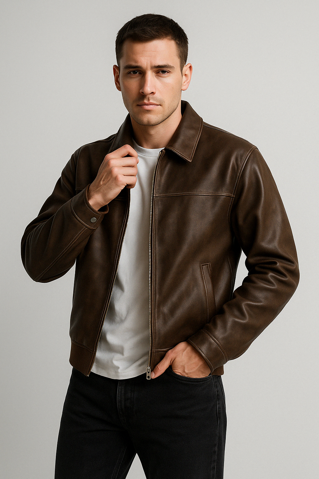 Men’s Retro PU Leather Jacket | Vintage Loose Fit