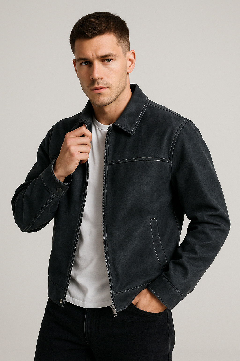 Men’s Retro PU Leather Jacket | Vintage Loose Fit