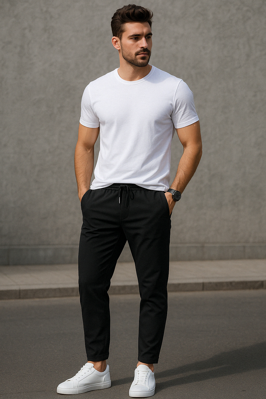 Men's Slim Fit Drawstring Pants with Pockets – Casual Comfort & Style