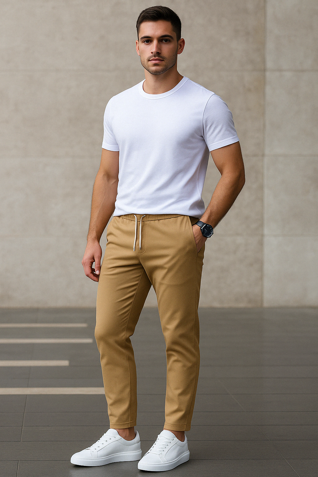 Men's Slim Fit Drawstring Pants with Pockets – Casual Comfort & Style