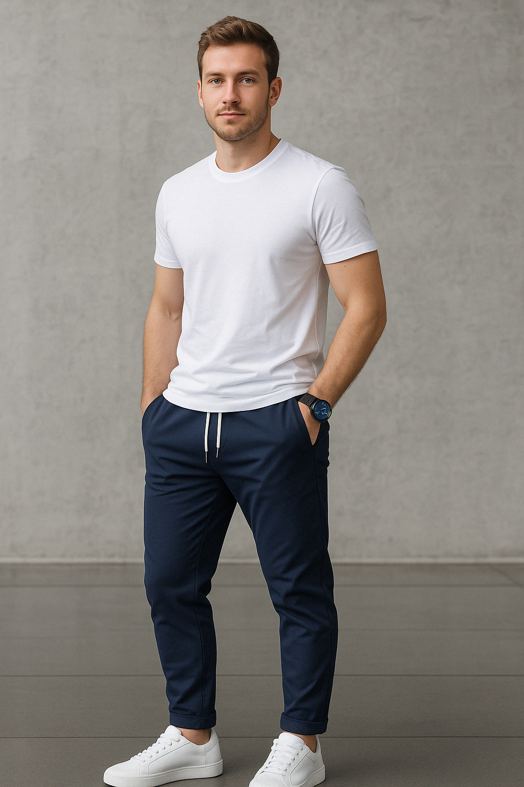 Men's Slim Fit Drawstring Pants with Pockets – Casual Comfort & Style