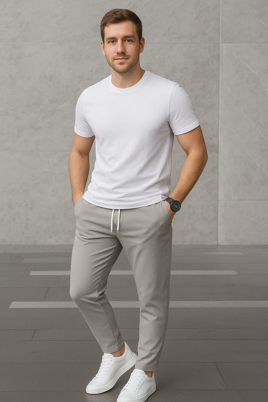 Men's Slim Fit Drawstring Pants with Pockets – Casual Comfort & Style