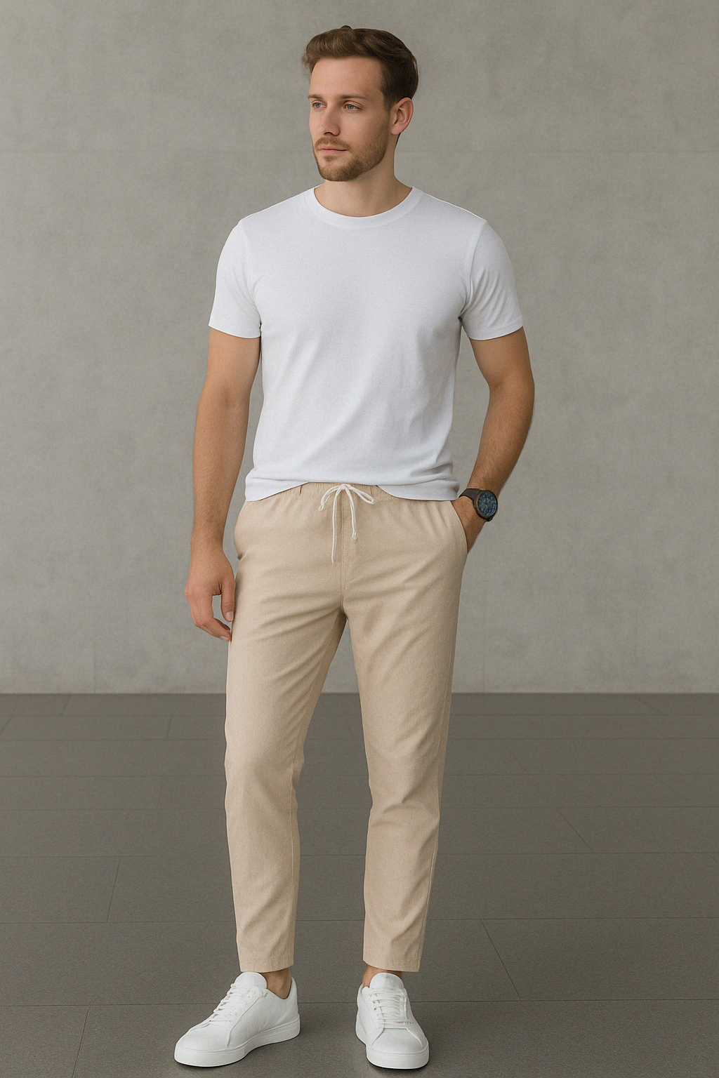 Men's Slim Fit Drawstring Pants with Pockets – Casual Comfort & Style