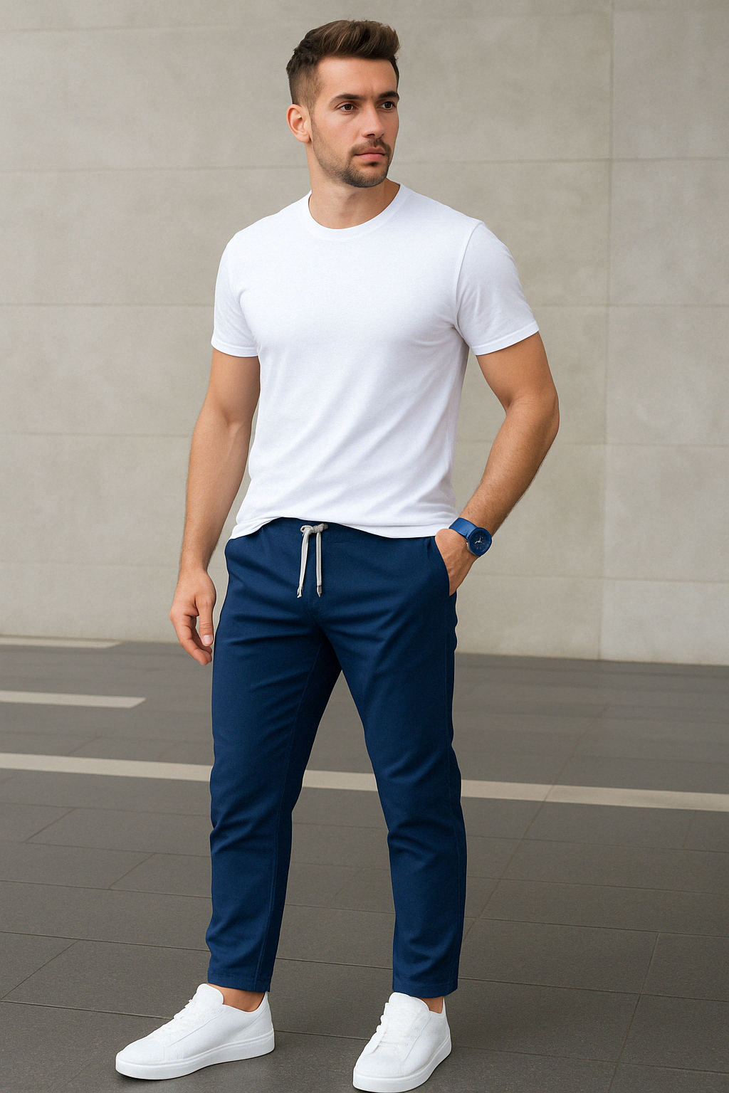 Men's Slim Fit Drawstring Pants with Pockets – Casual Comfort & Style
