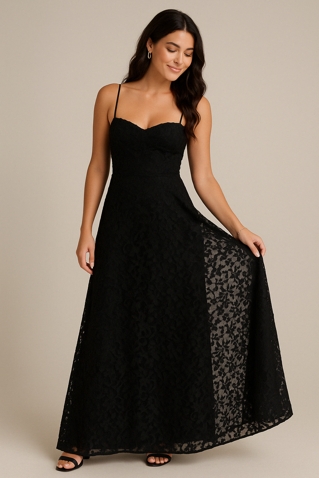 Elegant Floral Long Dress – Luxe Lace-Up Evening Gown