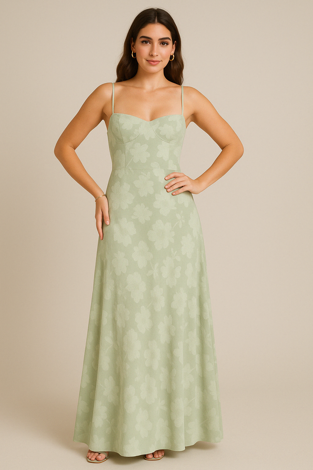Elegant Floral Long Dress – Luxe Lace-Up Evening Gown