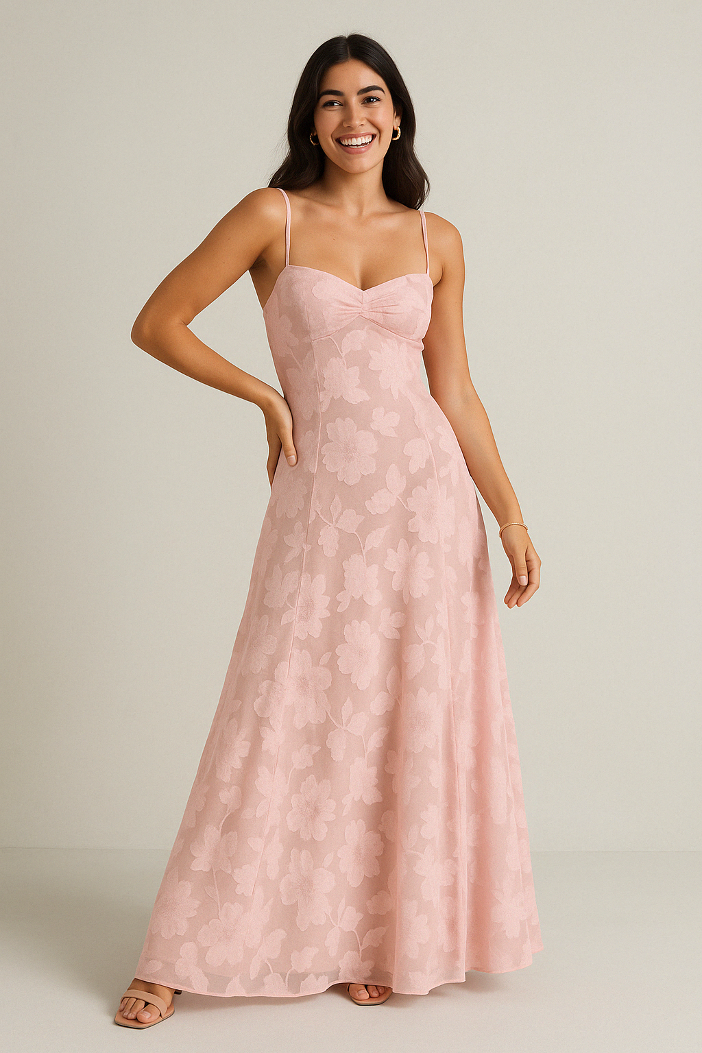 Elegant Floral Long Dress – Luxe Lace-Up Evening Gown
