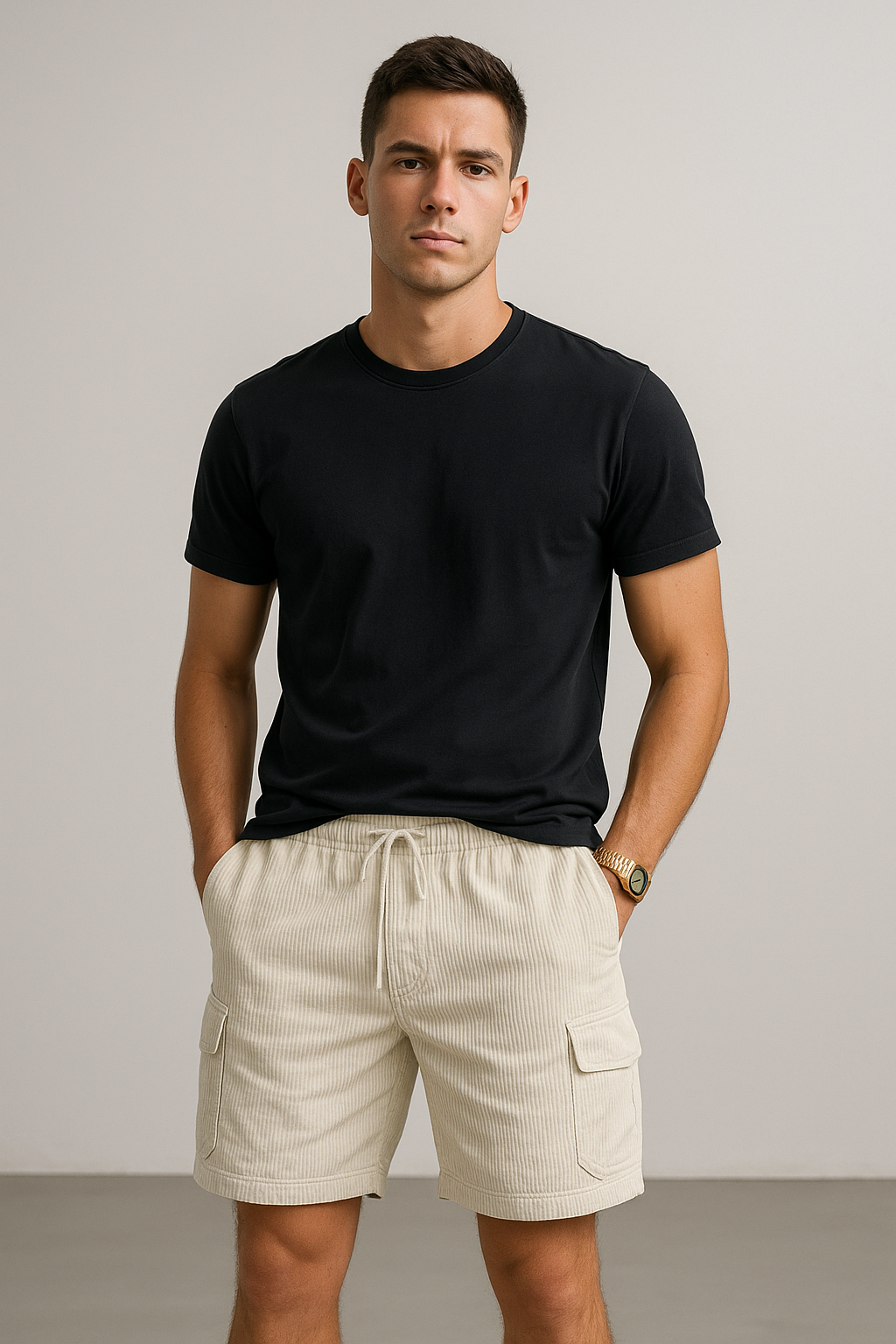 Men's Vintage Corduroy Cargo Shorts – Summer Drawstring Fit