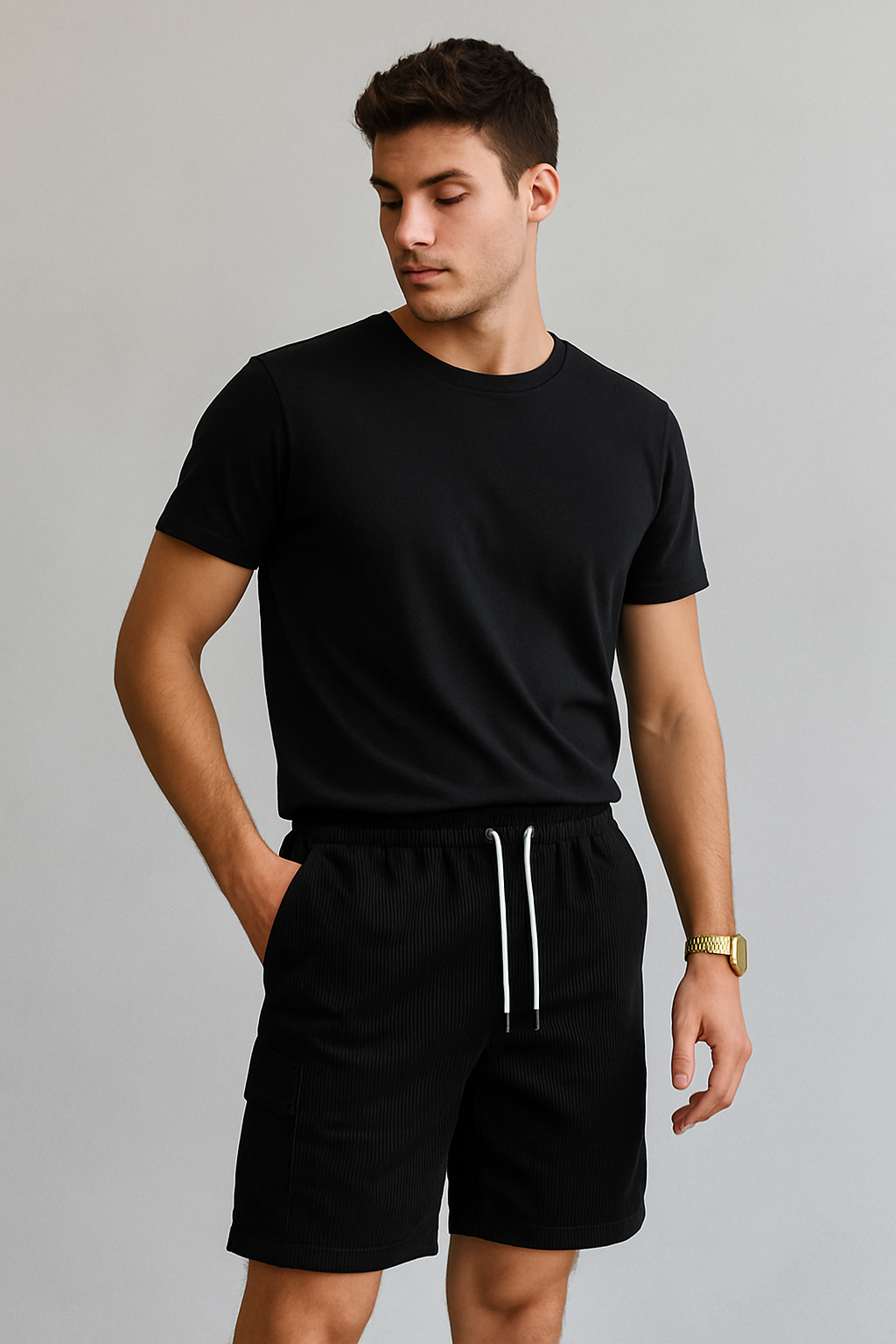 Men's Vintage Corduroy Cargo Shorts – Summer Drawstring Fit