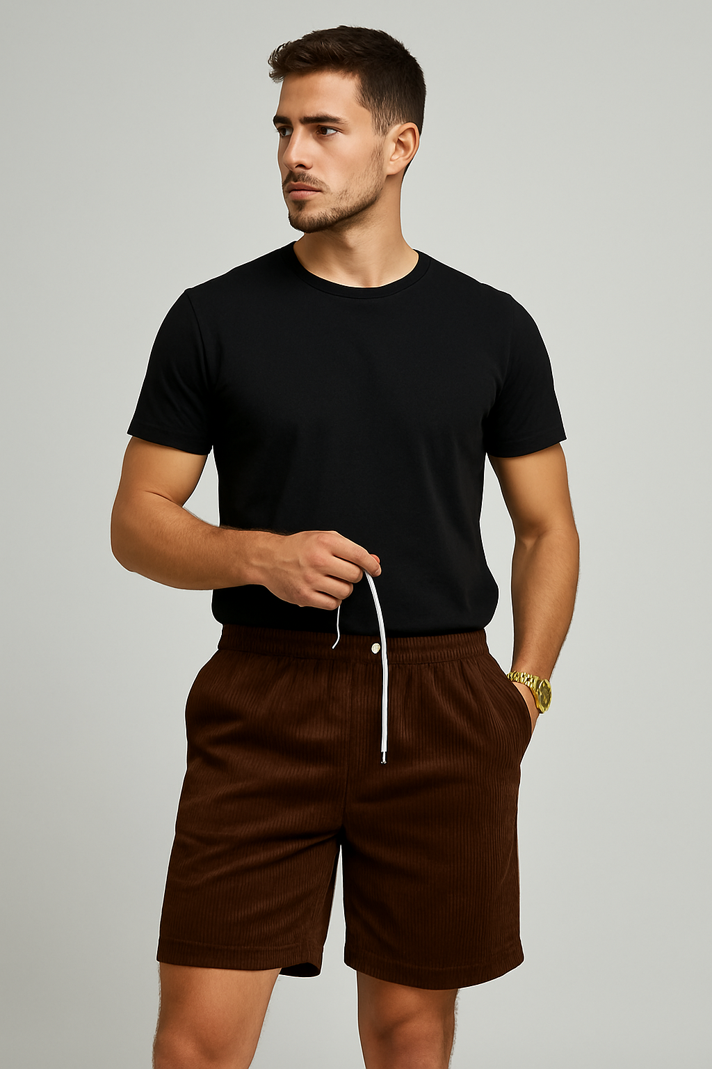 Men's Vintage Corduroy Cargo Shorts – Summer Drawstring Fit
