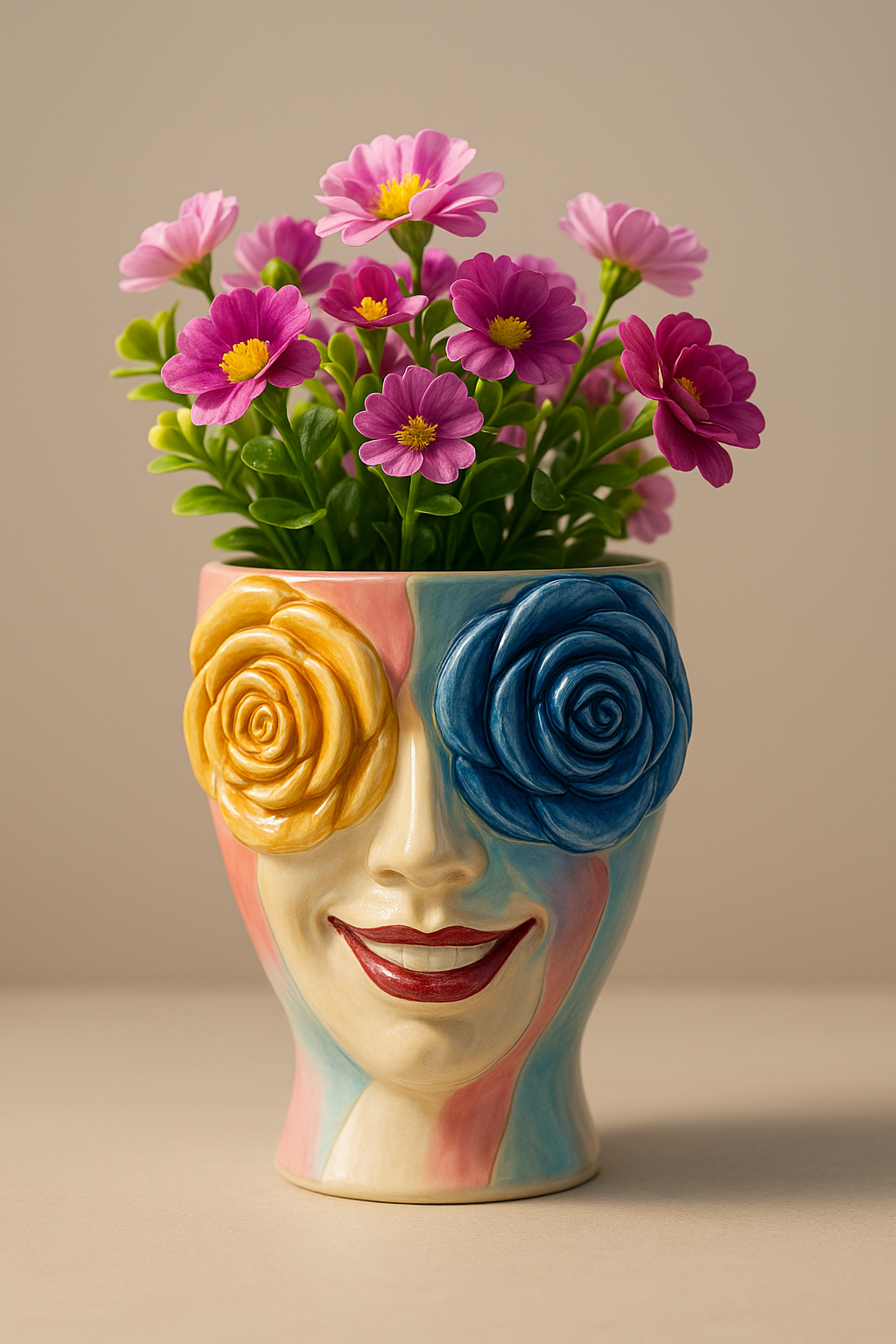 🌹 Hand-Painted Rose Flowerpot – Garden & Home Decor