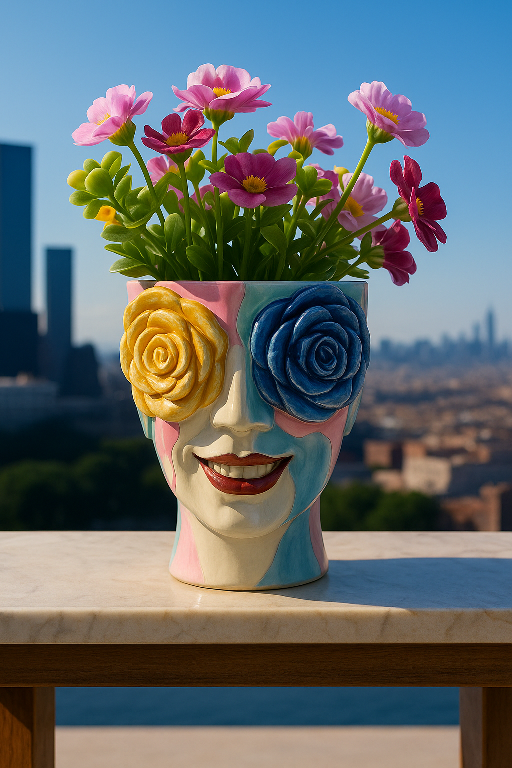 🌹 Hand-Painted Rose Flowerpot – Garden & Home Decor
