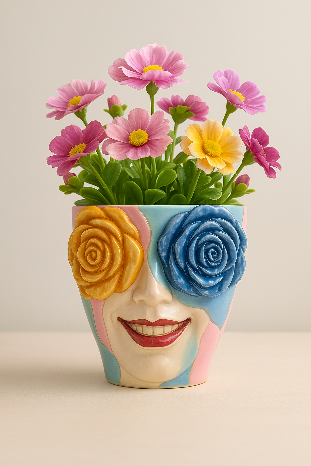 🌹 Hand-Painted Rose Flowerpot – Garden & Home Decor
