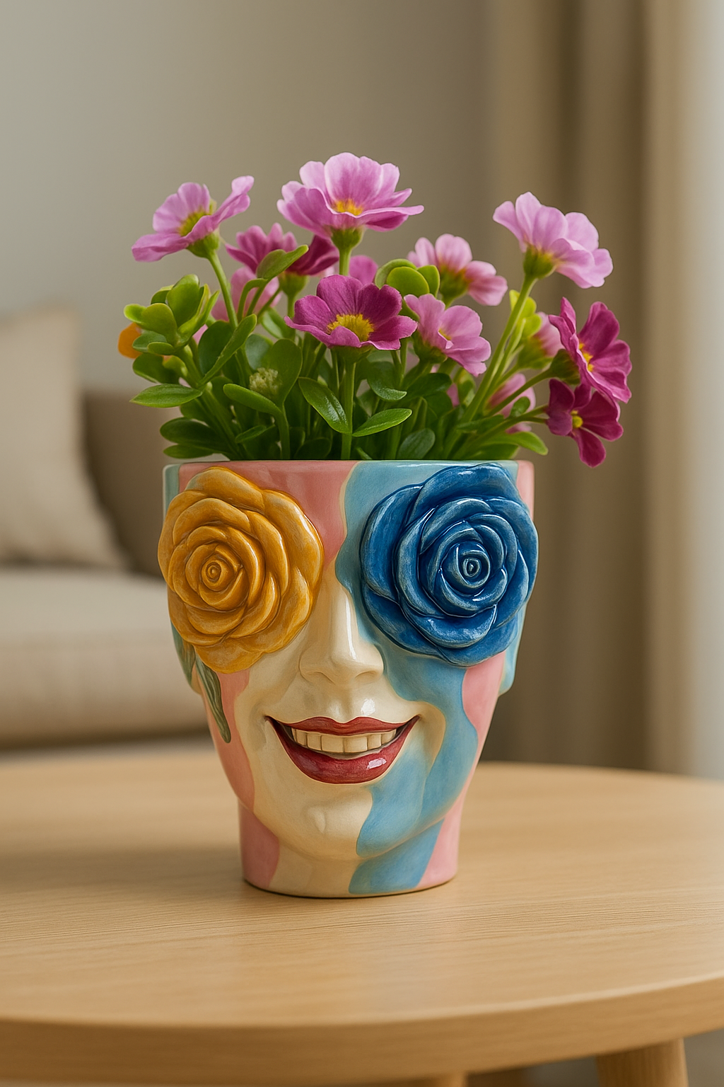 🌹 Hand-Painted Rose Flowerpot – Garden & Home Decor