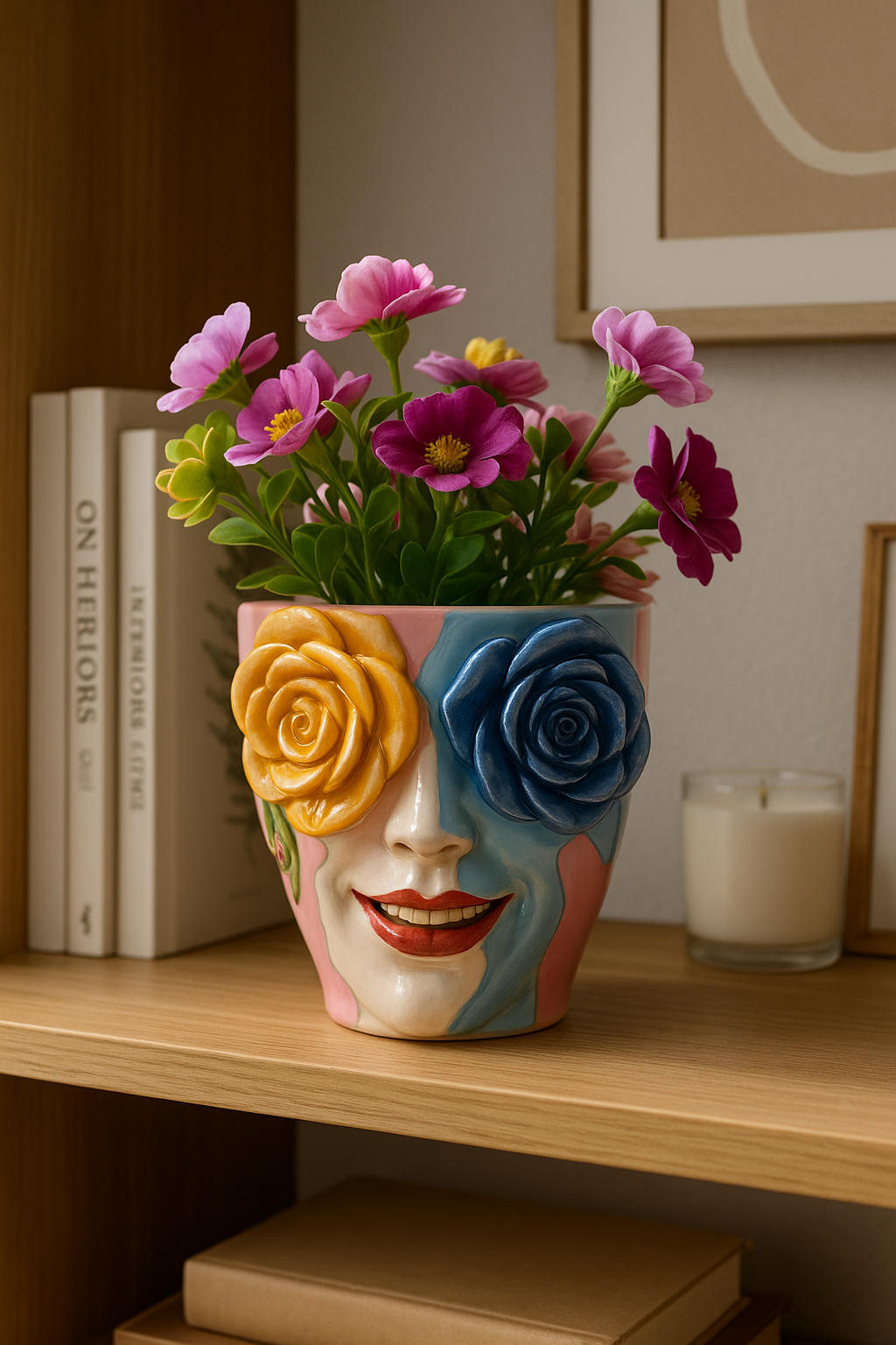 🌹 Hand-Painted Rose Flowerpot – Garden & Home Decor