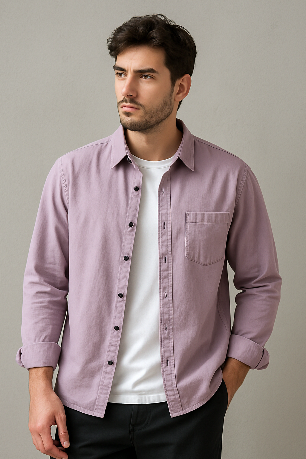 Men's Casual Literary Long Sleeve Shirt – All-Match Loose Fit Top
