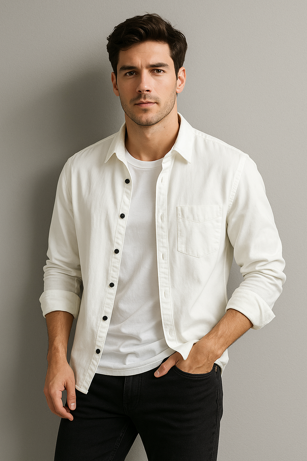 Men's Casual Literary Long Sleeve Shirt – All-Match Loose Fit Top