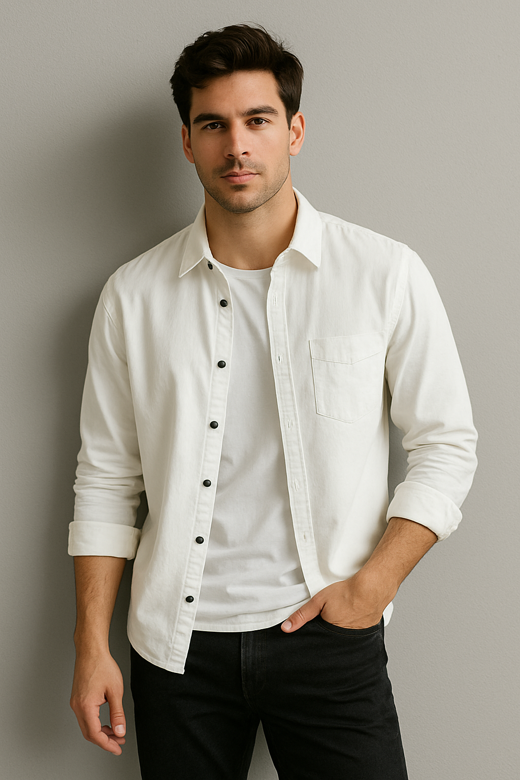 Men's Casual Literary Long Sleeve Shirt – All-Match Loose Fit Top