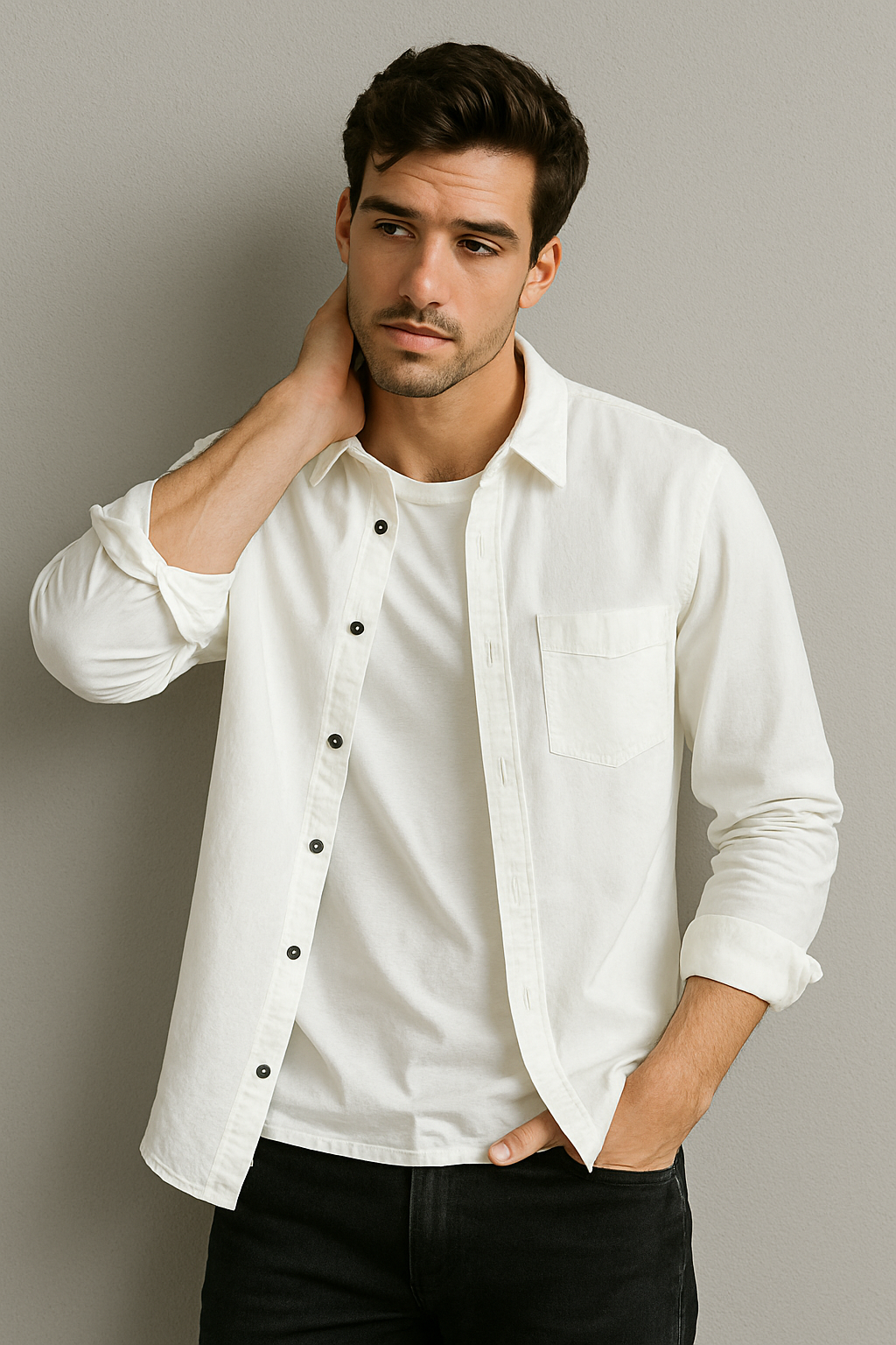 Men's Casual Literary Long Sleeve Shirt – All-Match Loose Fit Top
