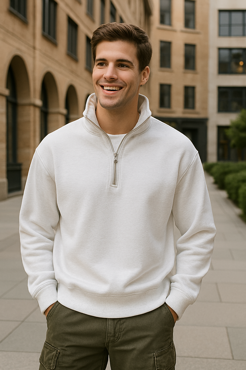 Men’s Half-Zip Stand Collar Sweater – Casual Streetwear Style