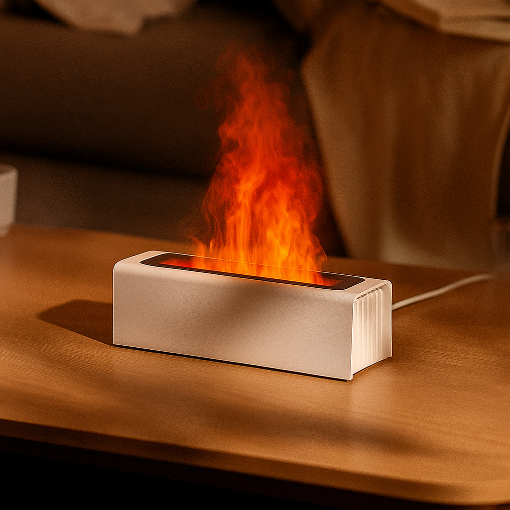 Luxury Flame Aroma Diffuser – LED Mist & Mood Light