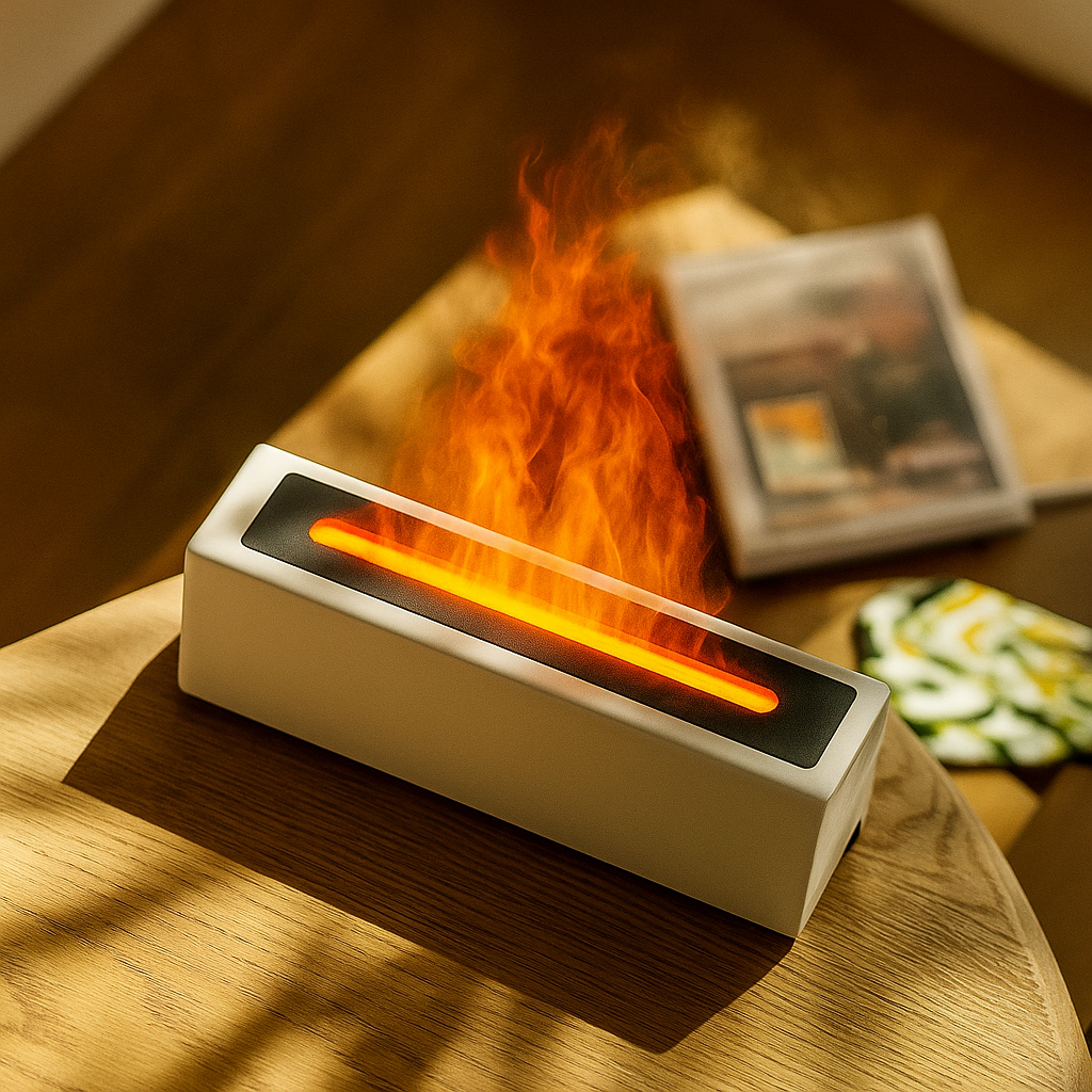 Luxury Flame Aroma Diffuser – LED Mist & Mood Light