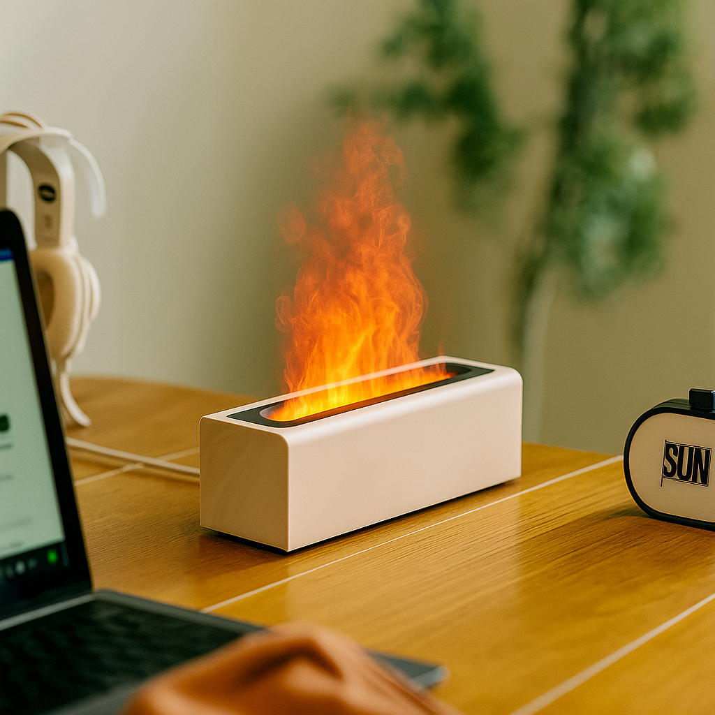 Luxury Flame Aroma Diffuser – LED Mist & Mood Light