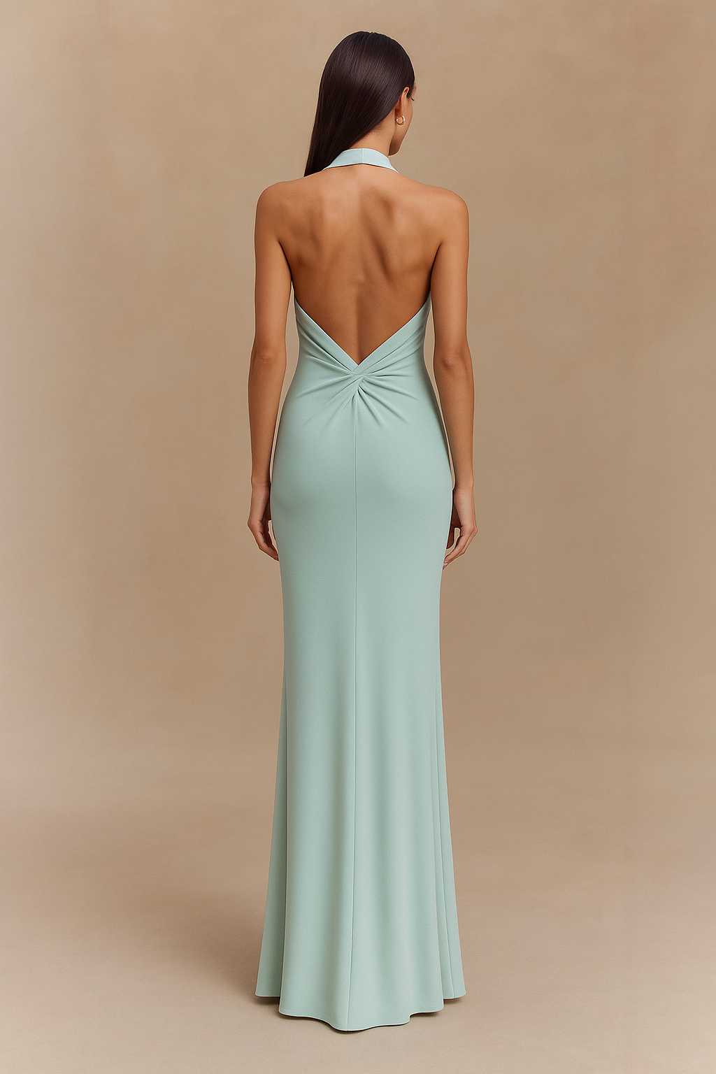 Backless Halter Bodycon Maxi Dress for Women - Slim Waist Fit Gown