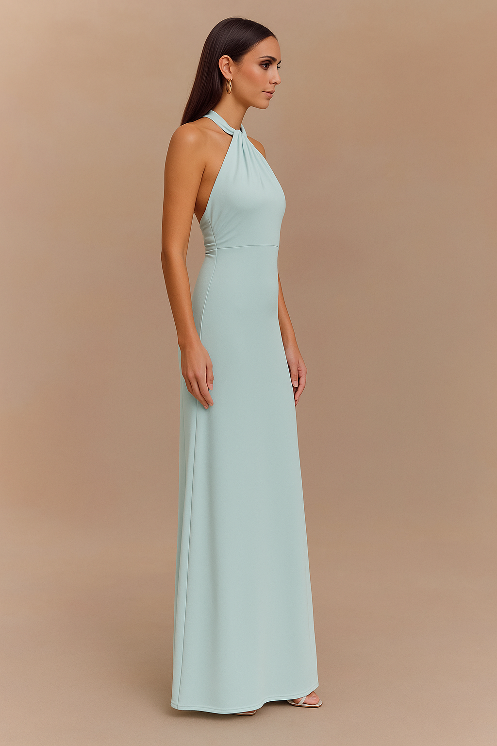 Backless Halter Bodycon Maxi Dress for Women - Slim Waist Fit Gown